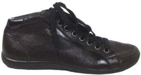 Prada Vintage Pre-owned Leather sneakers Black Dames