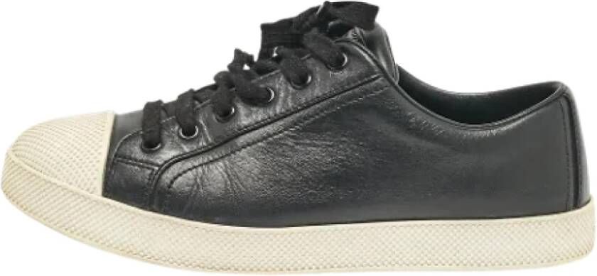 Prada Vintage Pre-owned Leather sneakers Black Dames