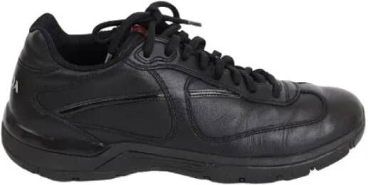 Prada Vintage Pre-owned Leather sneakers Black Dames