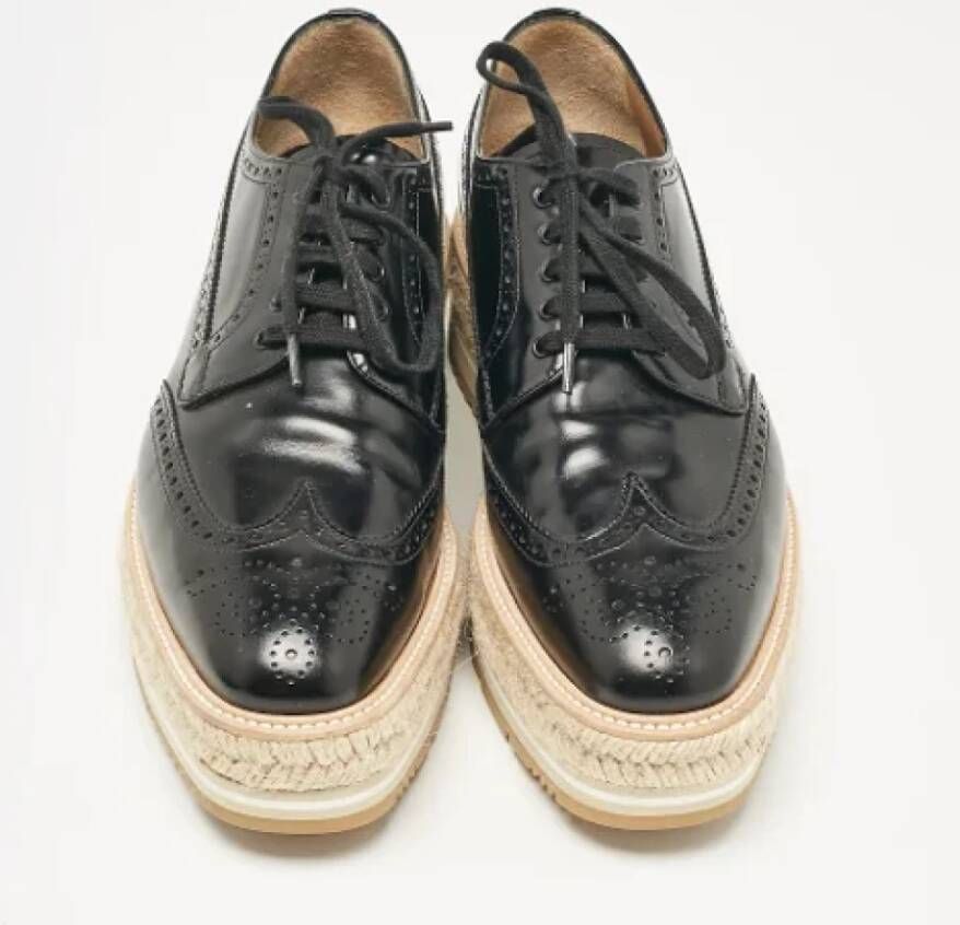 Prada Vintage Pre-owned Leather sneakers Black Dames