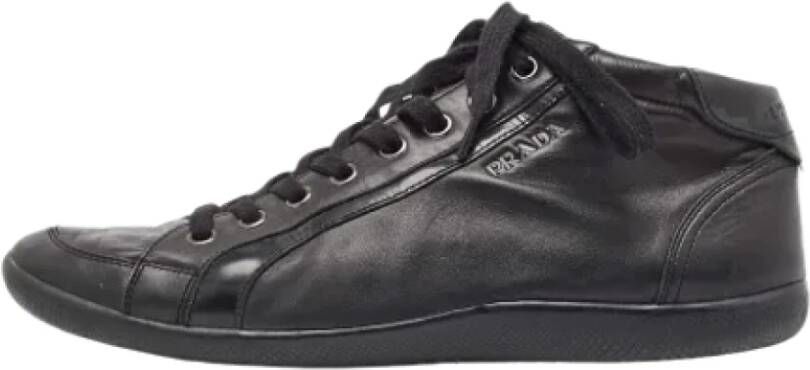 Prada Vintage Pre-owned Leather sneakers Black Heren