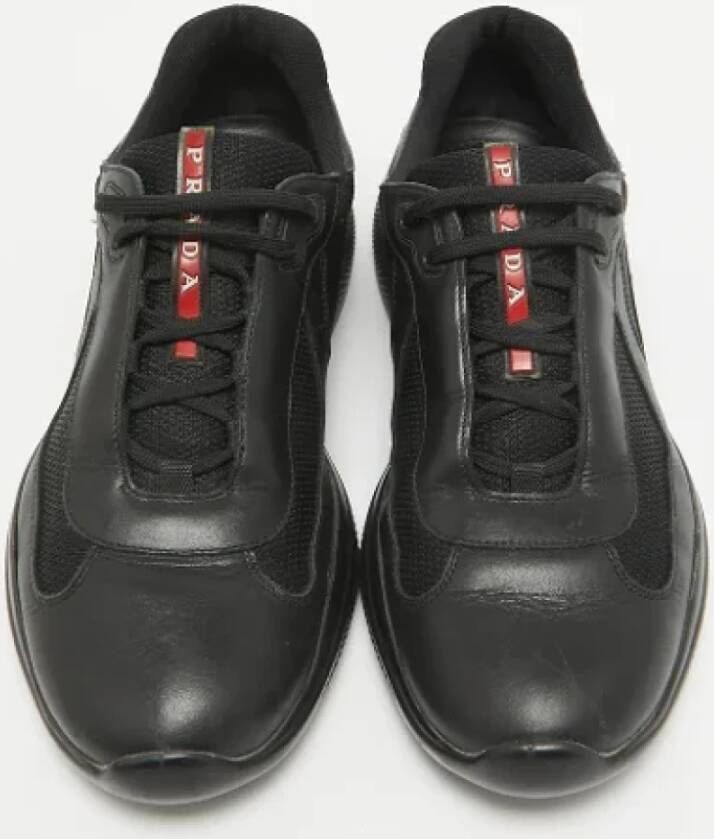 Prada Vintage Pre-owned Leather sneakers Black Heren