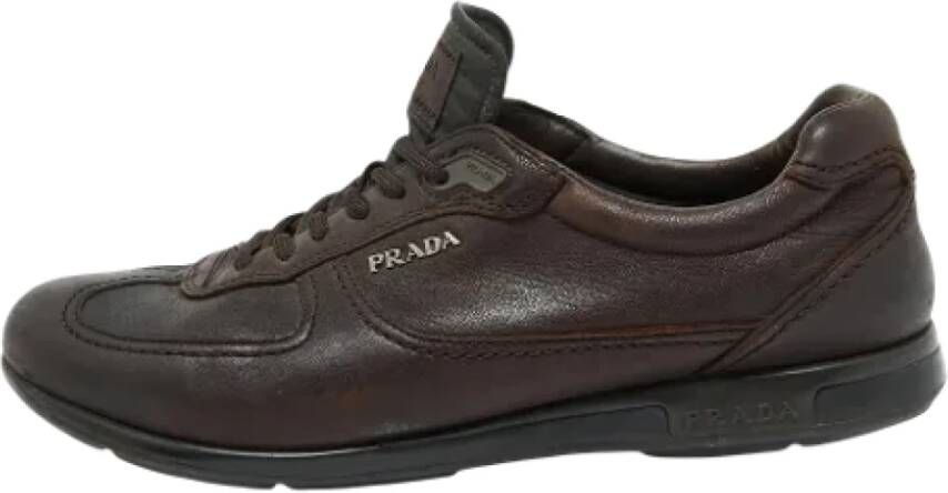 Prada Vintage Pre-owned Leather sneakers Brown Heren