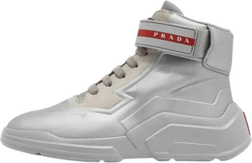 Prada Vintage Pre-owned Leather sneakers Gray Dames