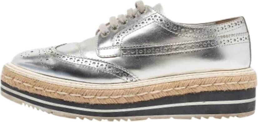 Prada Vintage Pre-owned Leather sneakers Gray Dames