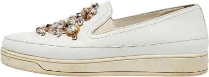 Prada Vintage Pre-owned Leather sneakers White Dames