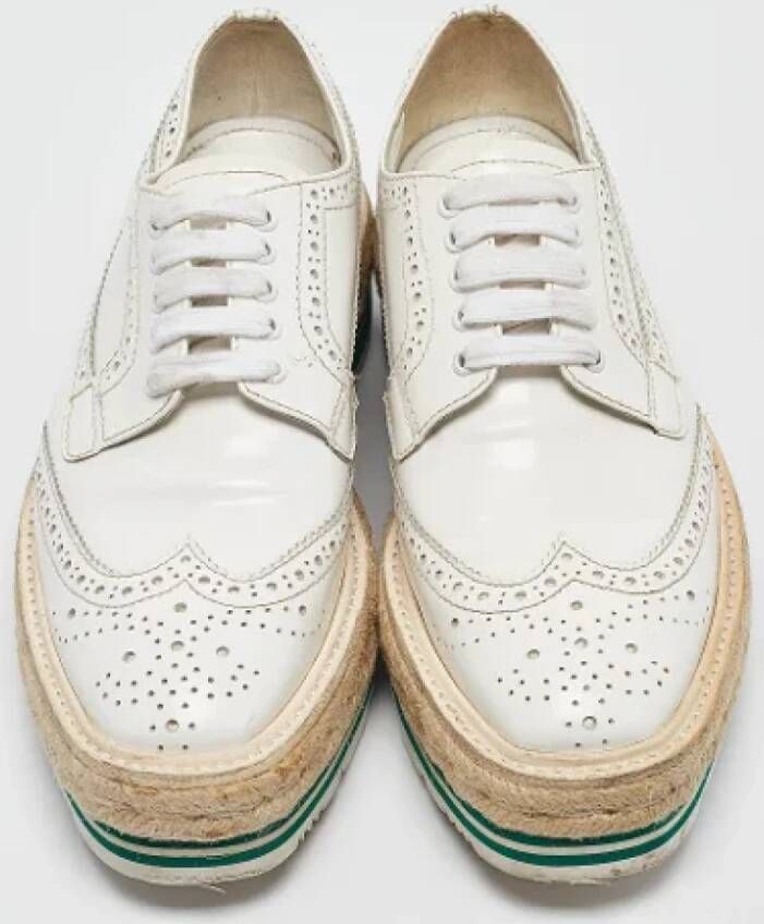 Prada Vintage Pre-owned Leather sneakers White Dames