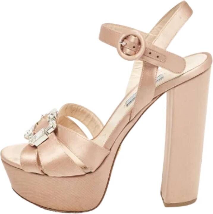 Prada Vintage Pre-owned Satin sandals Beige Dames