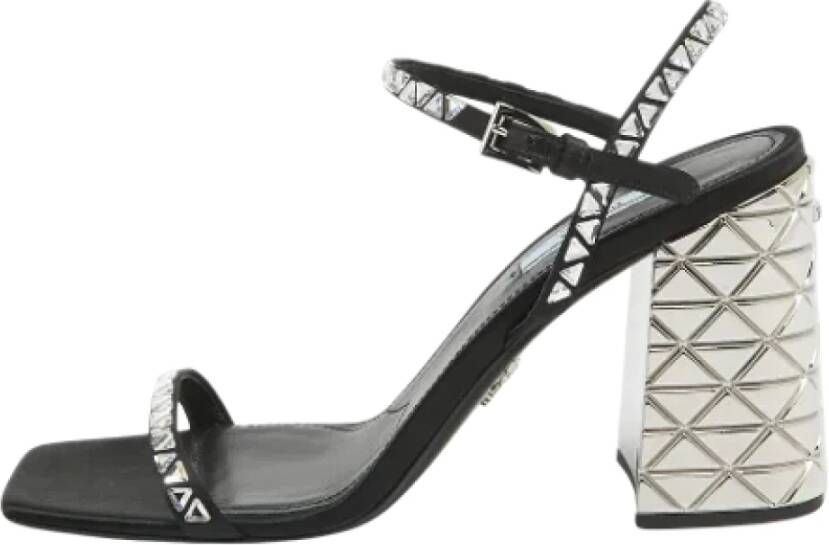 Prada Vintage Pre-owned Satin sandals Black Dames