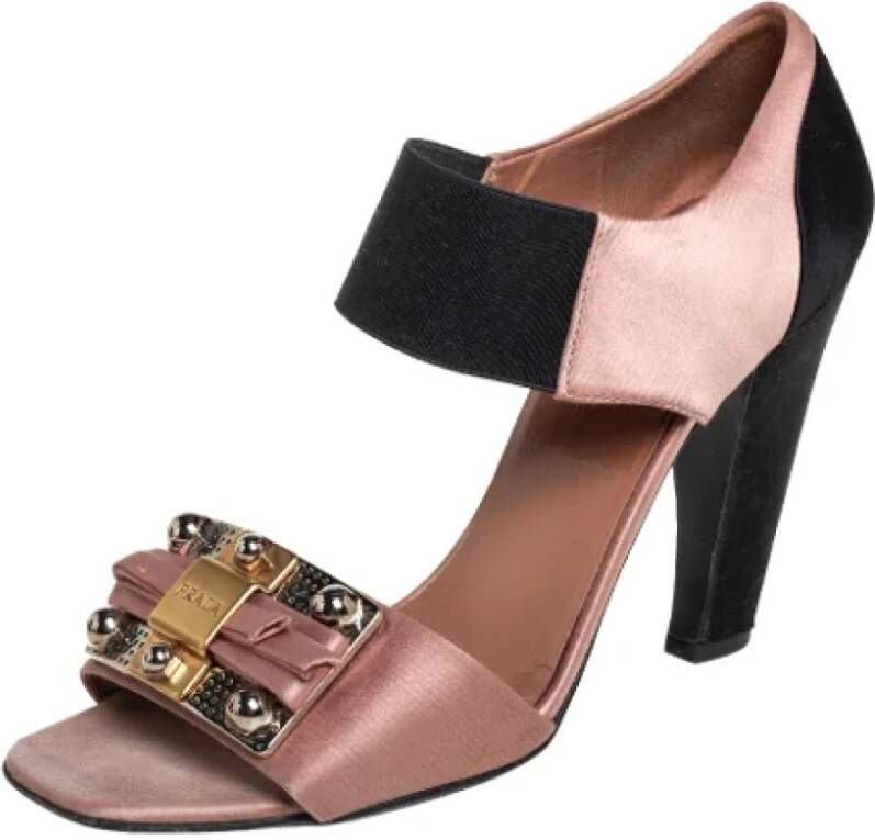 Prada Vintage Pre-owned Satin sandals Brown Dames