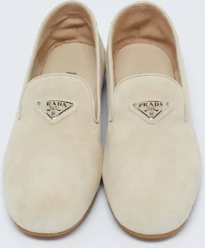 Prada Vintage Pre-owned Suede flats Beige Dames