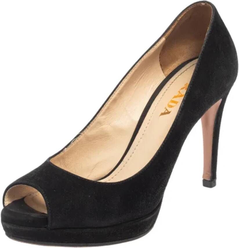 Prada Vintage Pre-owned Suede heels Black Dames