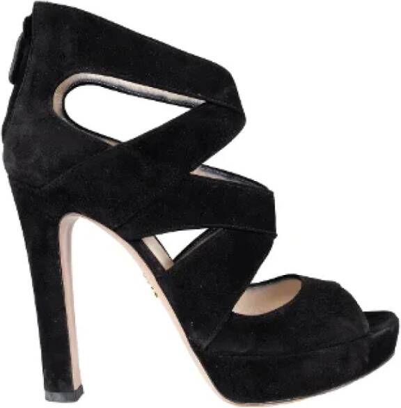 Prada Vintage Pre-owned Suede heels Black Dames