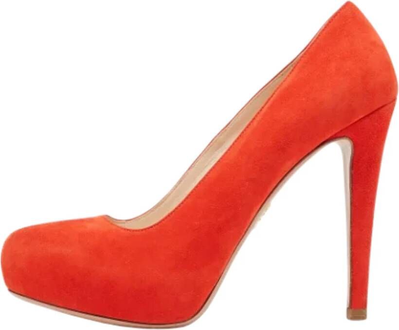 Prada Vintage Pre-owned Suede heels Orange Dames