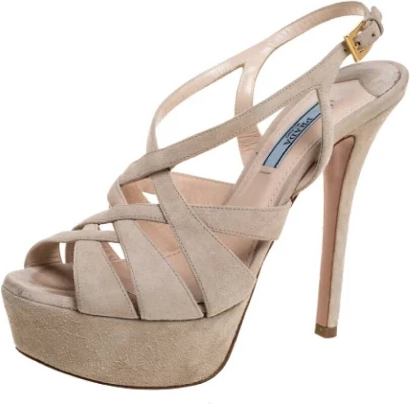 Prada Vintage Pre-owned Suede sandals Beige Dames