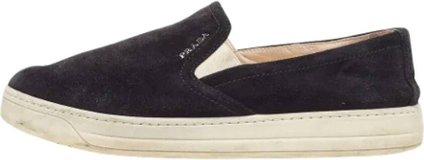 Prada Vintage Pre-owned Suede sneakers Black Dames