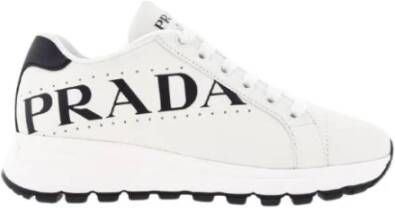 Prada Witte Leren Chunky Sneakers White Dames