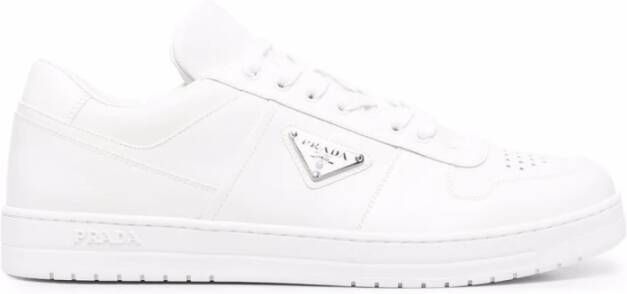 Prada Witte Leren Sneakers met Logo Detail White Heren