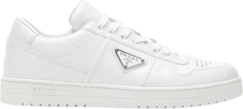 Prada Witte leren sneakers met logodetails White Heren