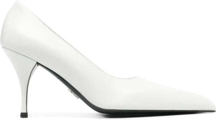 Prada Witte Leren Stiletto Instap Schoenen White Dames