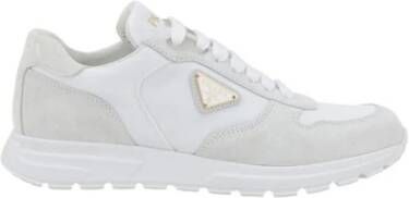 Prada Witte Leren Suède Sneakers Stijlvol Model White Dames