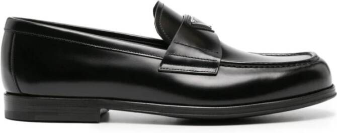 Prada Zwarte leren instappers Black Heren