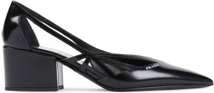 Prada Zwarte Leren Pumps Elegante Stijl Black Dames