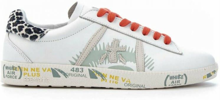 Premiata Witte Leren Sneakers met Contrasterende Patch White Dames