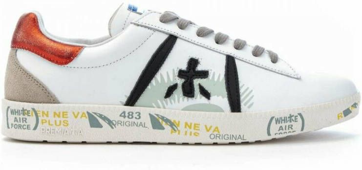 Premiata Witte leren sneakers met contrasterende details White Dames