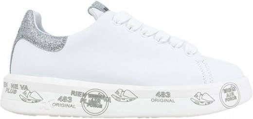 Premiata Witte Leren Sneakers met Glitter Inzetstukken White Dames