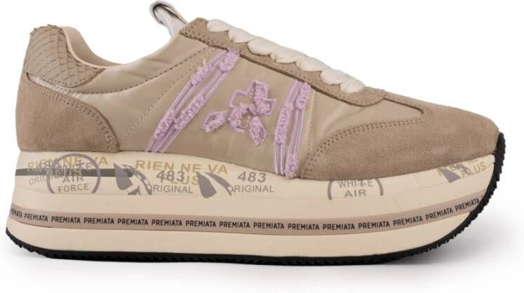 Premiata Beige Leren en Stoffen Sneakers Beige Dames