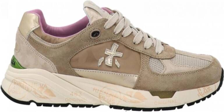 Premiata Beige Leren en Technische Stof Sneakers Beige Dames