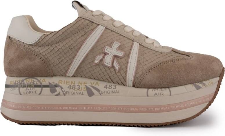 Premiata Beige Leren Python Sneakers Vrouwen Beige Dames