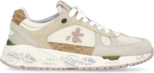 Premiata Beige Leren Sneakers met Contrasterende Details Beige Dames