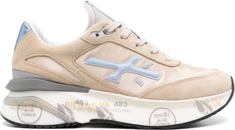 Premiata Beige Mesh Sneakers met Gouden Logo Beige Dames