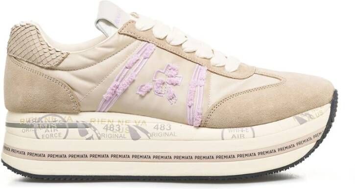 Premiata Beige Platform Sneakers Beth Beige Dames