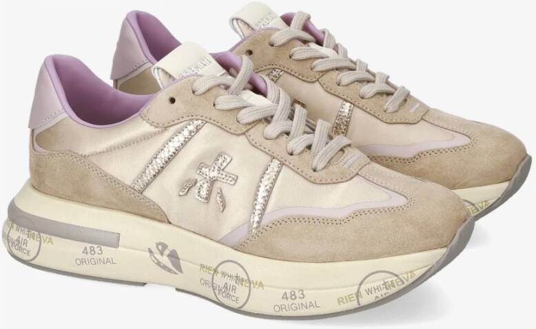 Premiata Beige Sneaker Cassie met Uniek Ontwerp Beige Dames