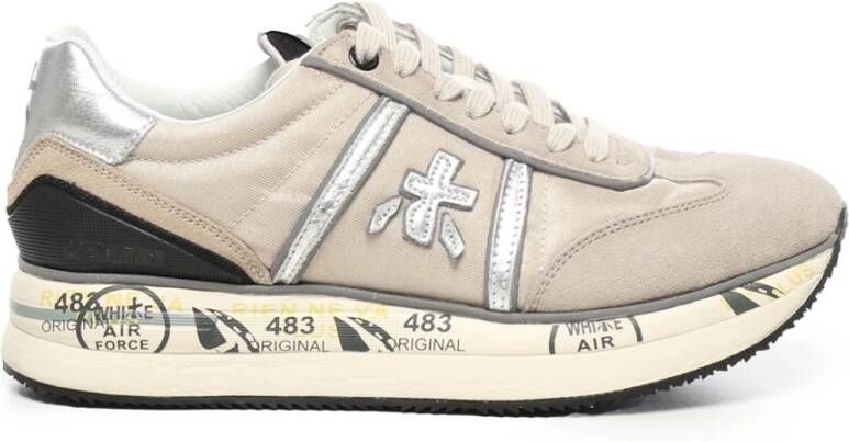 Premiata Beige Sneakers met schuine neus en metalen versterking Beige Dames