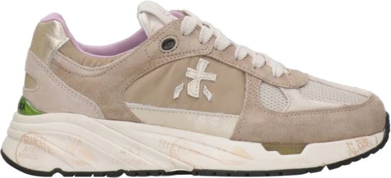 Premiata Beige Sneakers met Suède en Stof Beige Dames