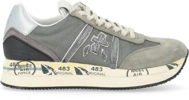 Premiata Beige Stof en Suède Sneaker Gray Dames