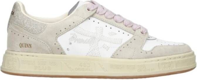 Premiata Beige Suède Sneakers met Witte Leren Details Beige Heren