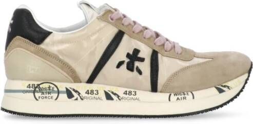 Premiata Beige Wit Leren Tech Sneakers Vrouw Beige Dames