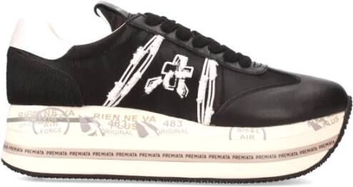 Premiata Beth Leren Sneakers met Geborduurd Logo Black Dames