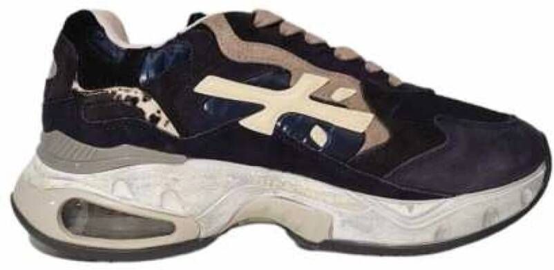 Premiata Blauwe Sharky D Nylon Suede Sneakers Blue Dames