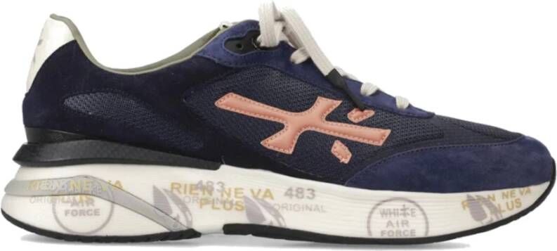 Premiata Blauwe Suède en Mesh Sneaker Blue Heren