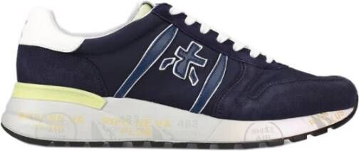 Premiata Blauwe Suède Nylon Sneakers Blue Heren