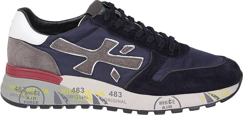 Premiata Blauwe Technische Stof en Suède Sneakers Blue Heren