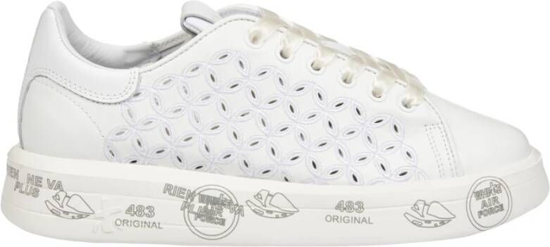 Premiata Bloemen Geborduurde Witte Sneakers White Dames