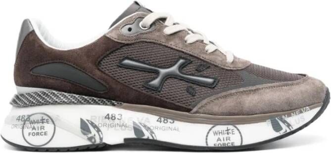 Premiata Bruine Moerun Leren Sneakers Vetersluiting Ontwerp Brown Heren