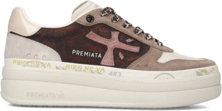 Premiata Bruine platte schoenen met leren bovenwerk Multicolor Dames